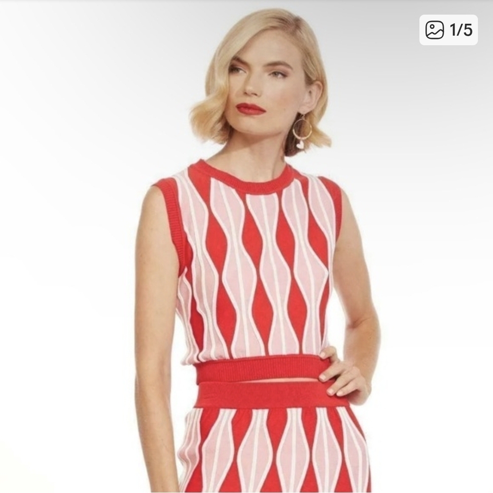 Eva Franco Red and Pink Striped Knit Tank
